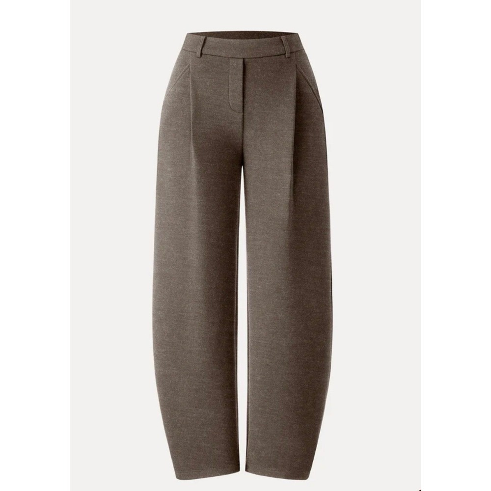 OGL FuzzLuxe Cozy Knit Mid Rise Barrel Leg Pull-on Pants Milk Chocolate XS 0 2